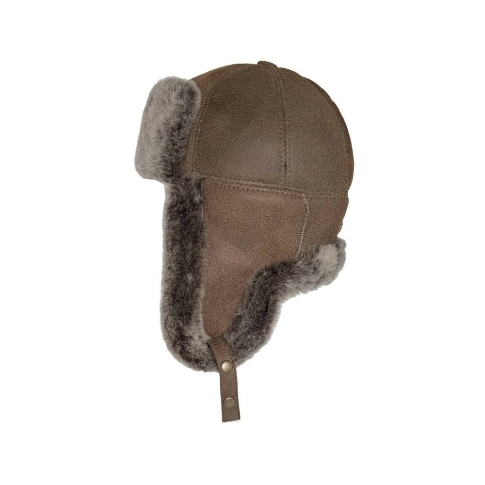 Shearling Sheepskin Leather Trapper Hat Aviator | Winter Hat | Ushanka - Picture 3 of 8